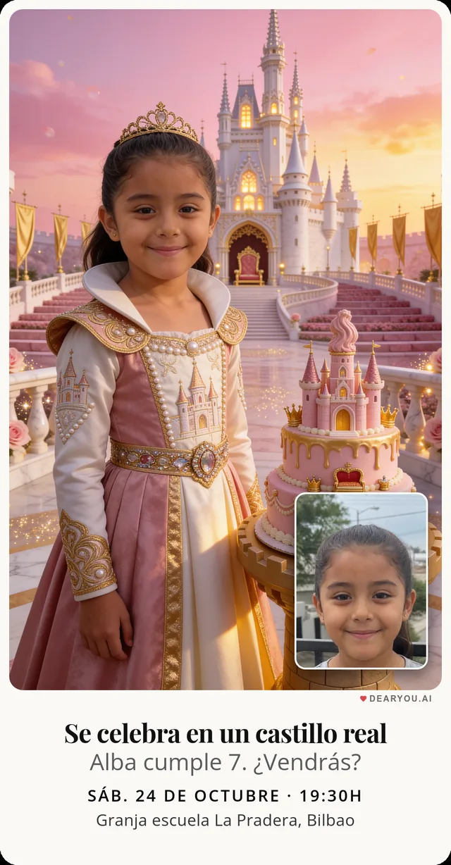Invitación de Princesa de cuento, estilo realista